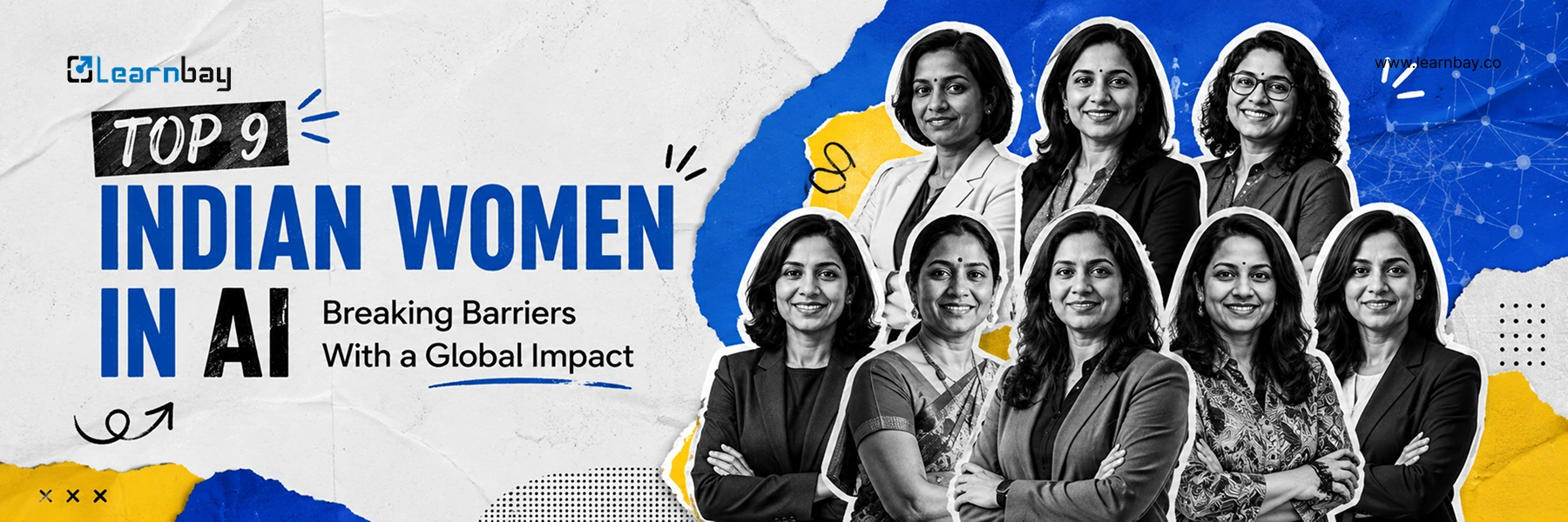 An image showing the top 9 indian women in AI bringing global impact.